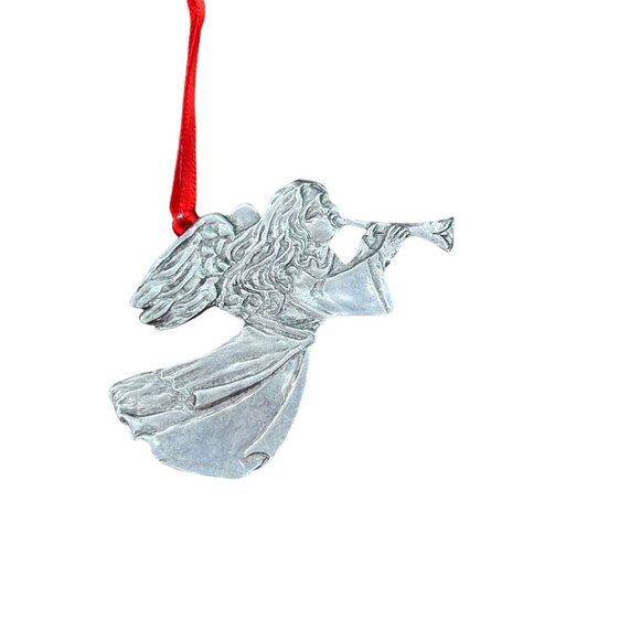 Seagull Pewter Angel & Cherub Christmas Ornaments Set Of 3 Red Ribbon Canada - Picture 3 of 12